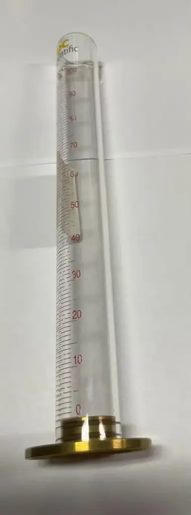 Probeta de vidrio ASTM D86 con base metalica
